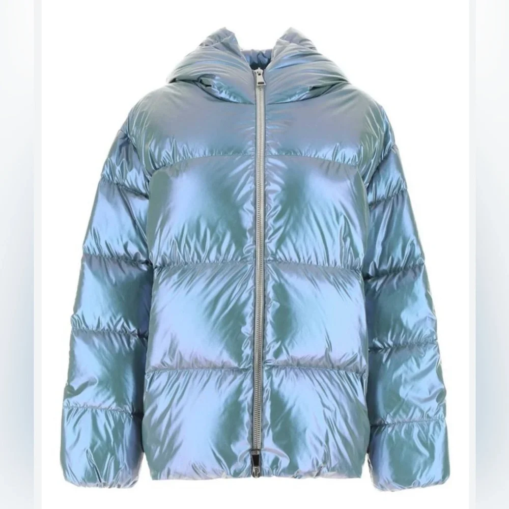 NWT Moncler Frasne Short Down Jacket - 700 Iridescent Blue - Picture 2 of 16